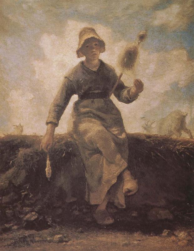 Jean Francois Millet The girl weave Norge oil painting art